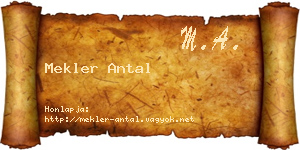 Mekler Antal névjegykártya